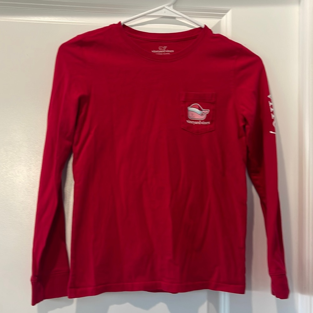 Vineyard Vines Kids Red Christmas Long Sleeved Shirt